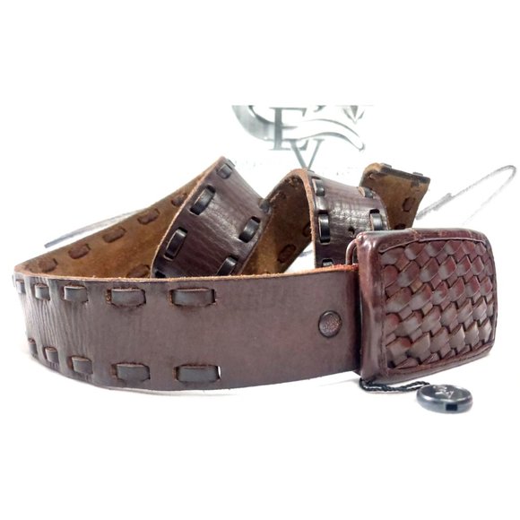 evgothicjewelry Braided Buckle Leather Brown Women Men Belt - Picture 4 of 10